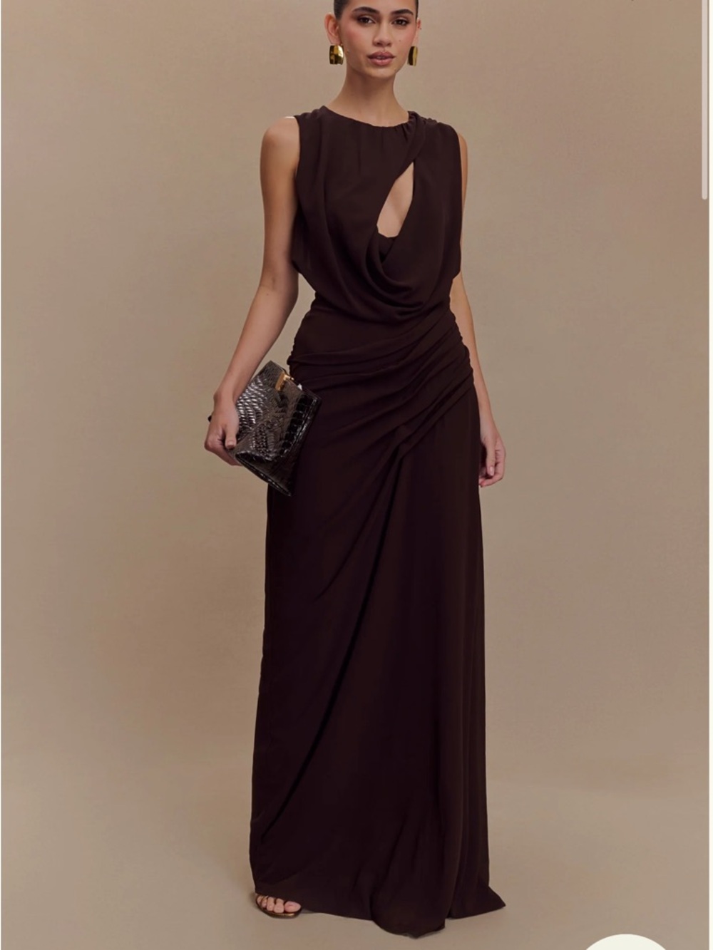 NWT Meshki Oria Chiffon Maxi Dress - Cacao Brown